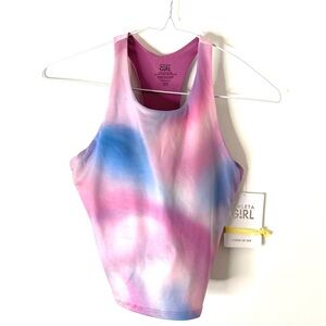 Athleta Girl Long Distance Tie Dye Sports Bra NWT Racerback Mesh Lined